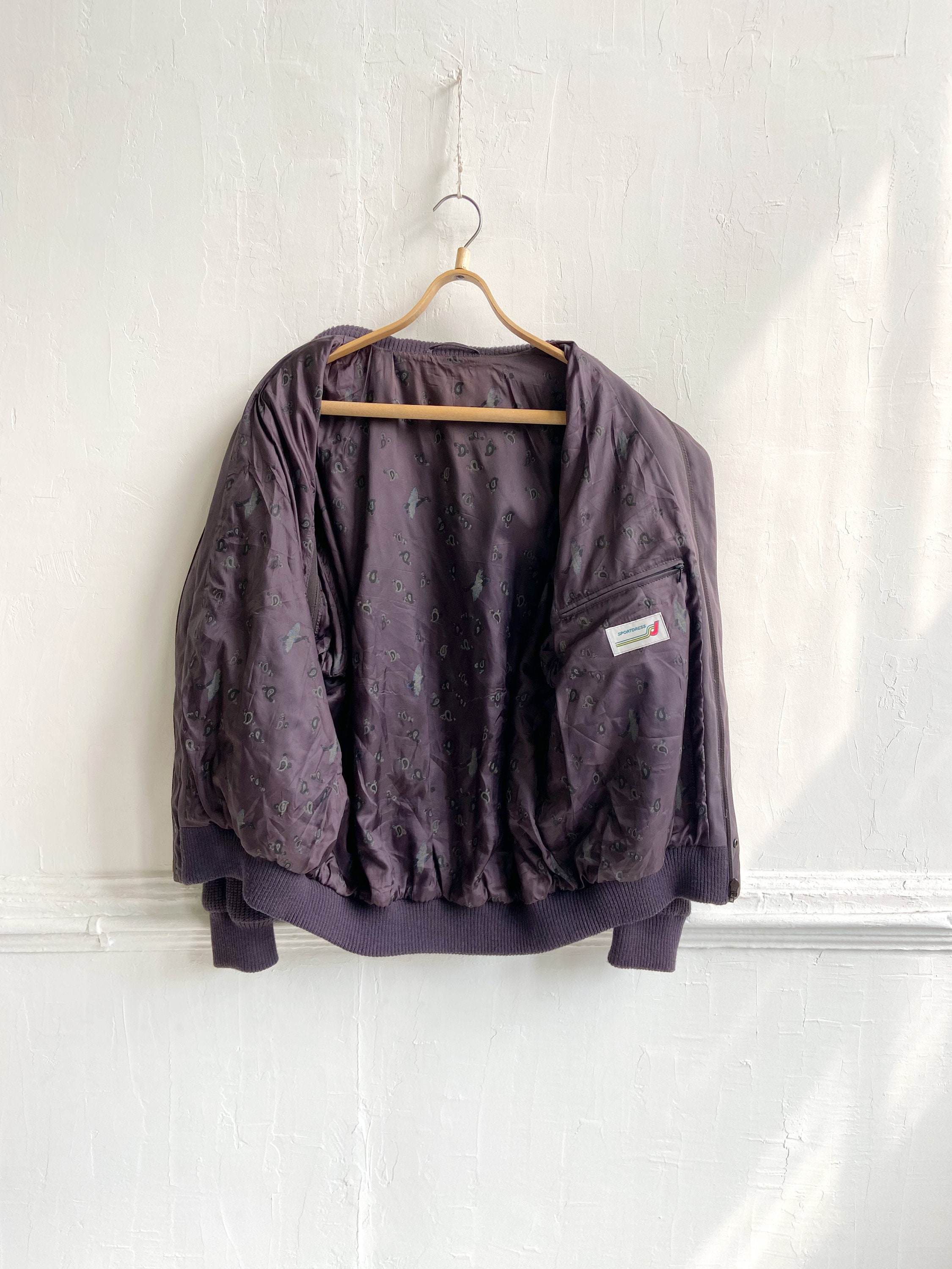 Vintage 90s Wool Knit Jacket Mens L-XL: Purple Bomber Vest - Etsy