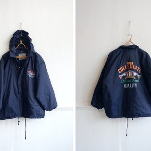 Vintage Parka Jacket Men XL Dark Blue Parka Jacket Women XXL Hooded Jacket Oversized Parka Coat Men XL Blue Jacket Mens Blue Parka