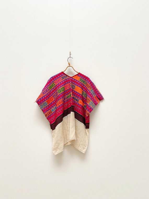 Vintage 90s Ethnic Poncho Colourful Hippie Shirt … - image 5