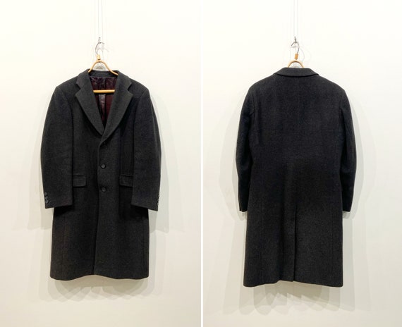 Vintage ORATOP Coat Dark Gray Wool Coat Mens Gray… - image 1