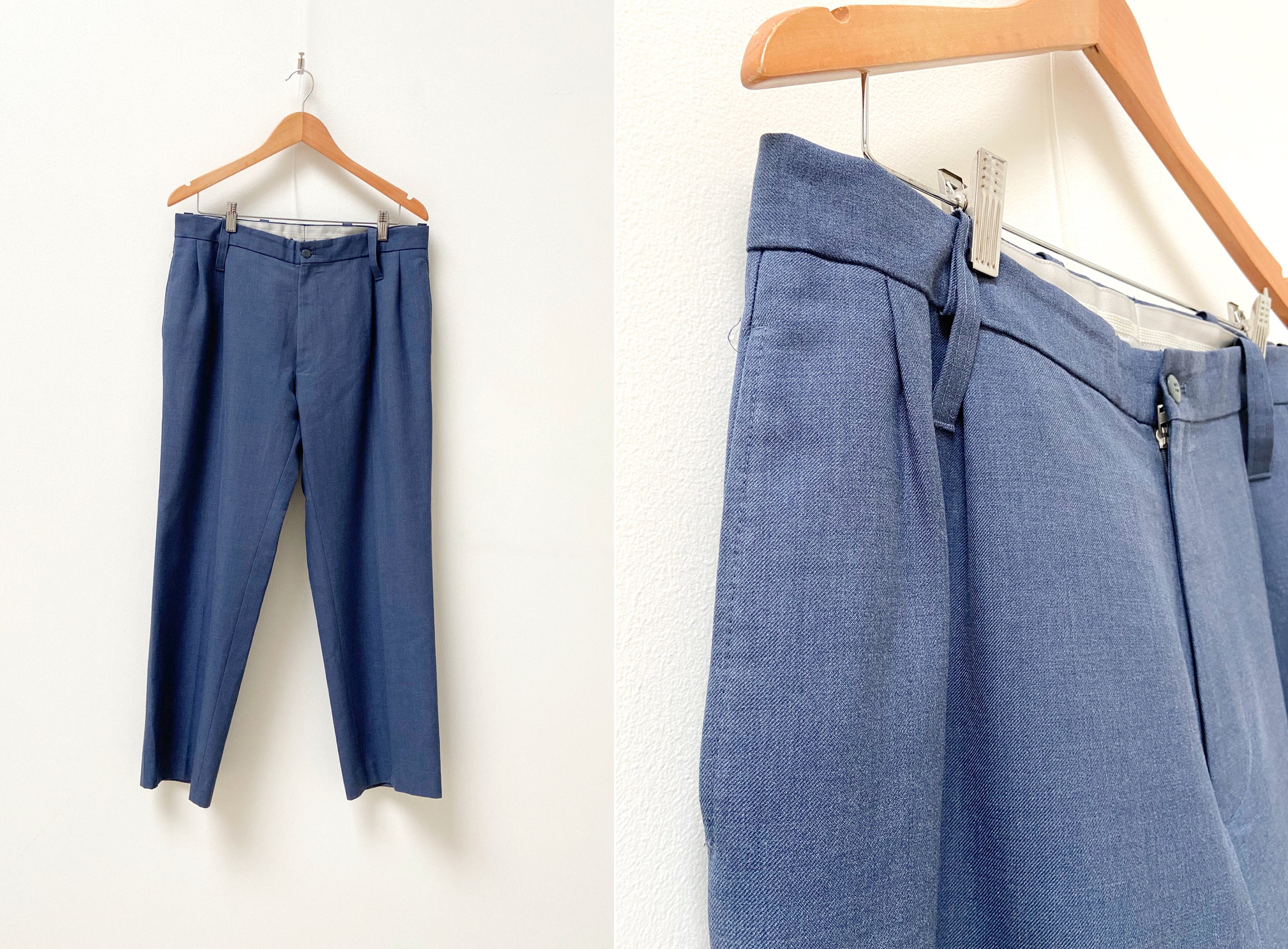 Vintage 90s Blue Chino Pants W35: Lightweight Flat Trousers - Etsy