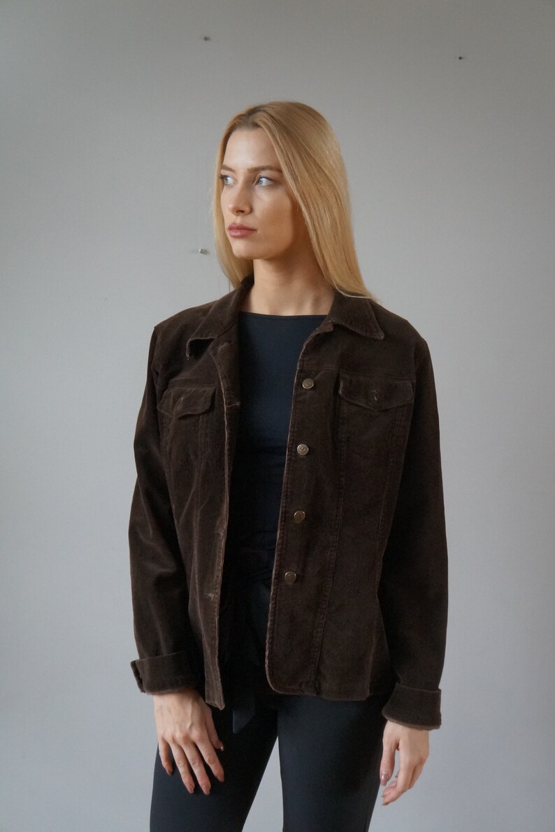 Vintage Corduroy Jacket Womens L Brown Corduroy Jacket 90s Womens Jacket Corduroy Jacket Dark Brown Corduroy Jacket L Womens Brown Jacket L