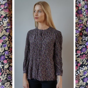 Vintage 90s Floral Blouse Womens M Floral Blouse Womens Colorful Shirt Womens Floral Top Button Up Floral Top Boho Blouse M Womens Blouse M
