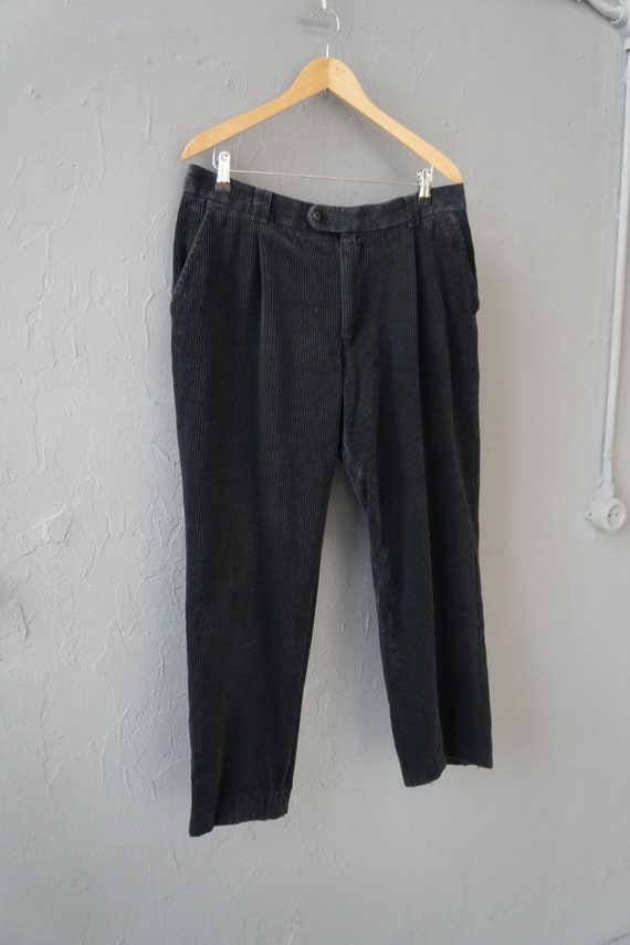 Vintage 90s Corduroy Pants Black Corduroy Trouser… - image 3