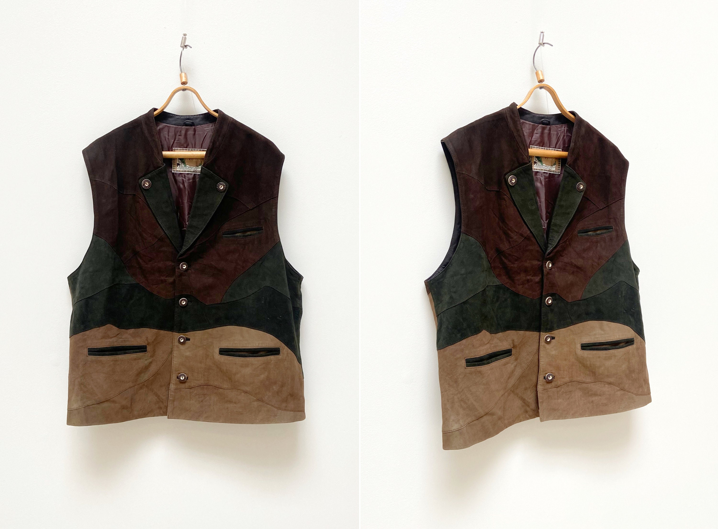 Premium Grey Wool and Green Velvet Trachten Vest For Mens main image 1