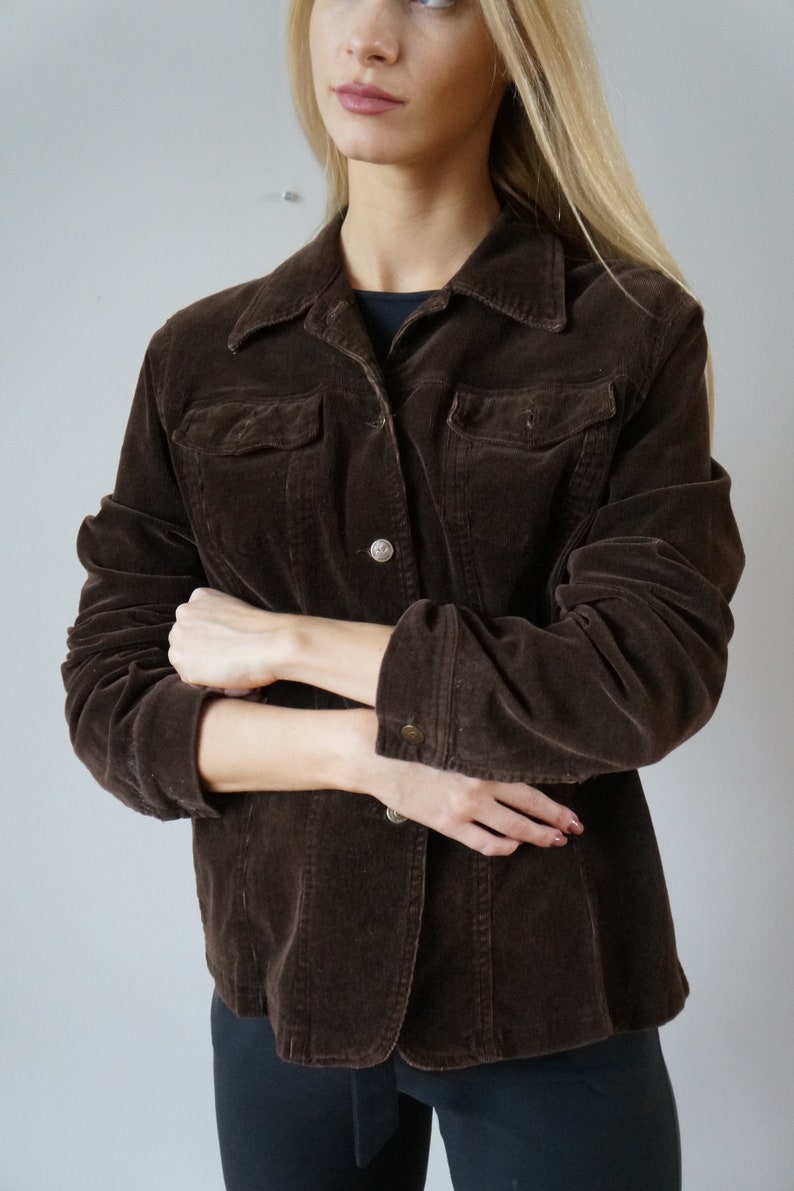 Vintage Corduroy Jacket Womens L Brown Corduroy Jacket 90s Womens Jacket Corduroy Jacket Dark Brown Corduroy Jacket L Womens Brown Jacket L