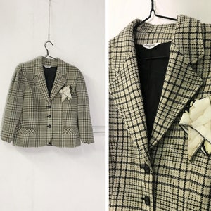 Houndstooth Jacket for Women, Houndstooth Wool Blazer With Belt