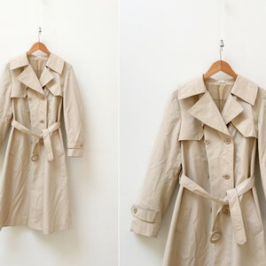 Vintage 80s Beige Trench Coat Womens Beige Coat L 80s Trench Coat Belted Trench Coat Retro Trench Coat Classic Beige Coat Oversize Coat L