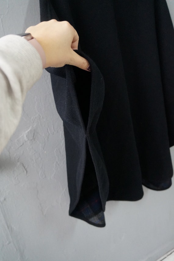 Vintage 90s Poncho Coat Womens Wool Coat Dark Blu… - image 10
