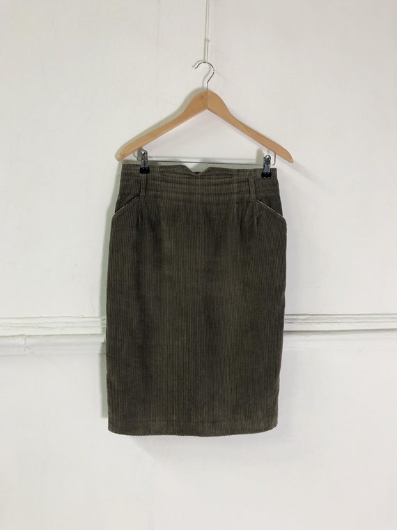 Vintage 90s Corduroy Skirt L 90s High Waisted Cor… - image 2