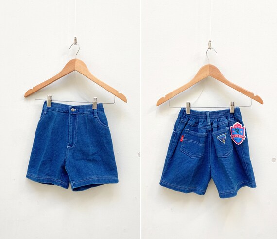 Vintage 90s Denim Kids Shorts: Blue High Waisted Toddler