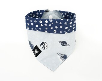Flowers on white and light coral pattern Reversible snap-on dog bandana In full bloom