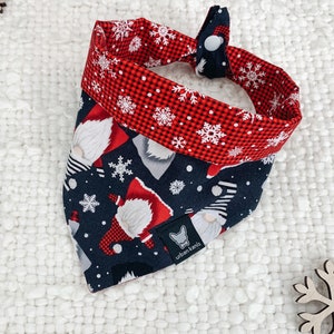 Christmas Gnomes - Reversible snap-on dog or cat bandana