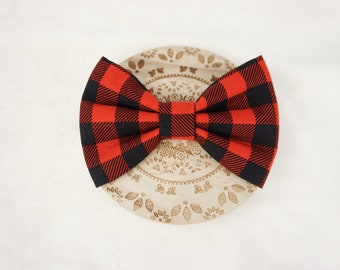 Red buffalo plaid Bowtie and Sailor Bow for Dog or cat