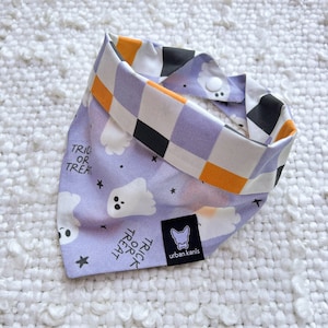 Trick or Treat Ghosts - Reversible dog or cat snap on bandana