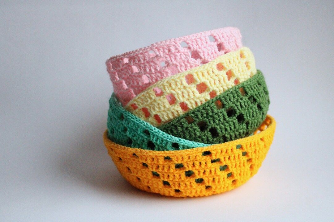 Stiff Crochet Baskets. Colorful Baskets of Different Sizes Etsy