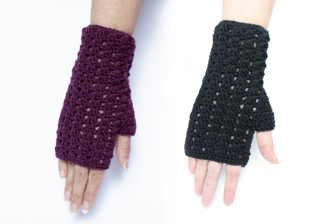 Virgin Wool Crochet Fingerless Gloves Available in 2 Colors Etsy