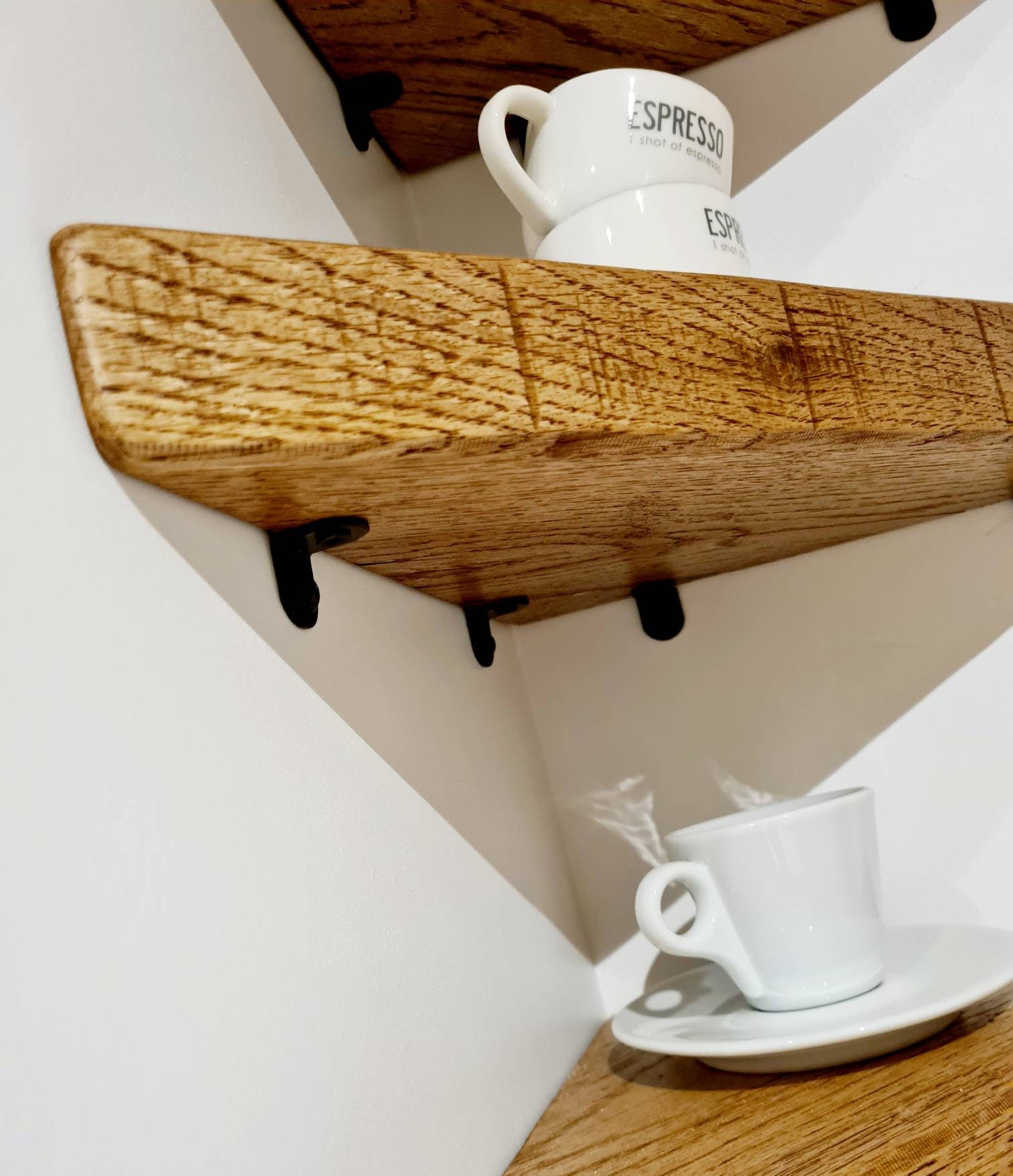 Solid Oak Chunky Rustic Corner Shelves by Distressed Studio Etsy UK