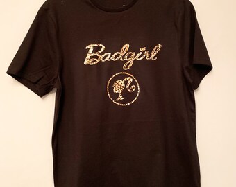 BadGirl Tee in Barbie style writing - Leopard Print - Barbie - oversized tee