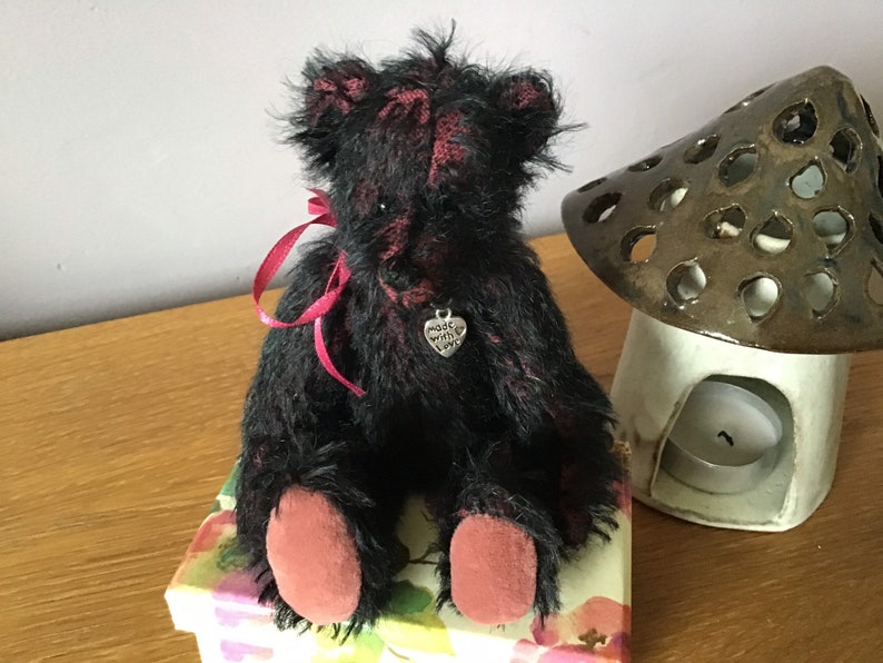 The Newton Handmade Teddy Bears black and raspberry