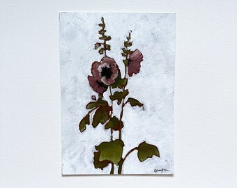 Hollyhocks | Acrylic | 5x7 | Cotton Paper