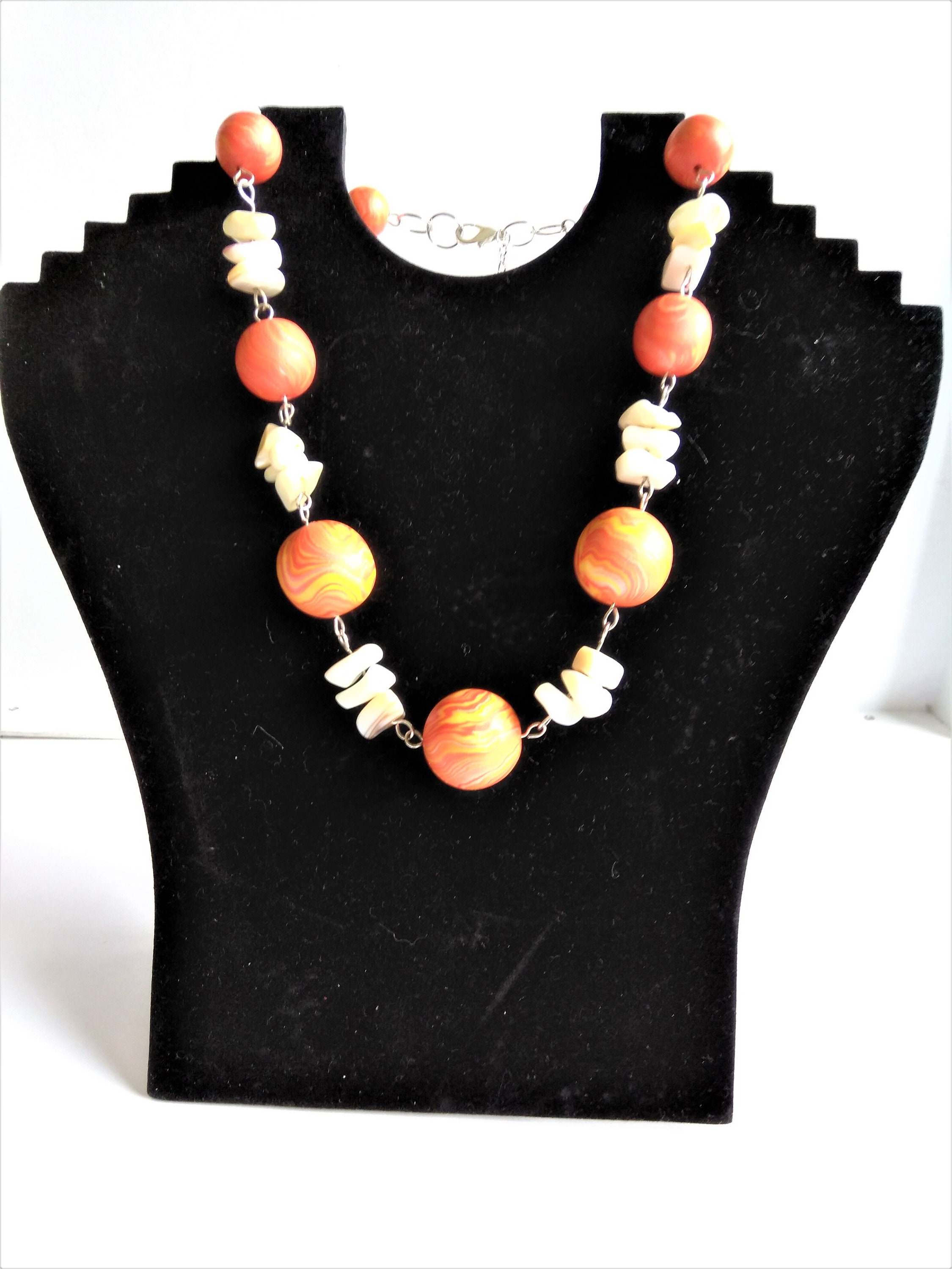 Oranje bal ketting Handgemaakte sieraden Polymeer klei | Etsy