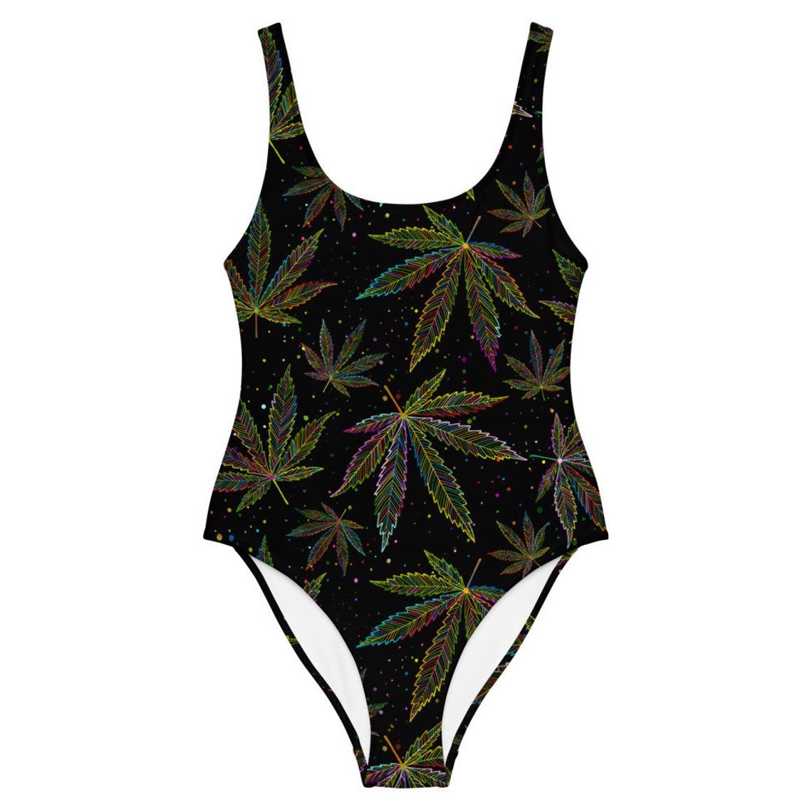 Hemp Leaves OnePiece Swimsuit Designer Swim Suit for Women Etsy