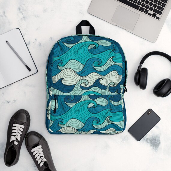 Ocean Waves Backpack Designer Backpack Ocean Lover Gift Etsy