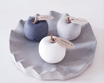 Concrete apples available in a set of 3 or individually and in 3 colors!