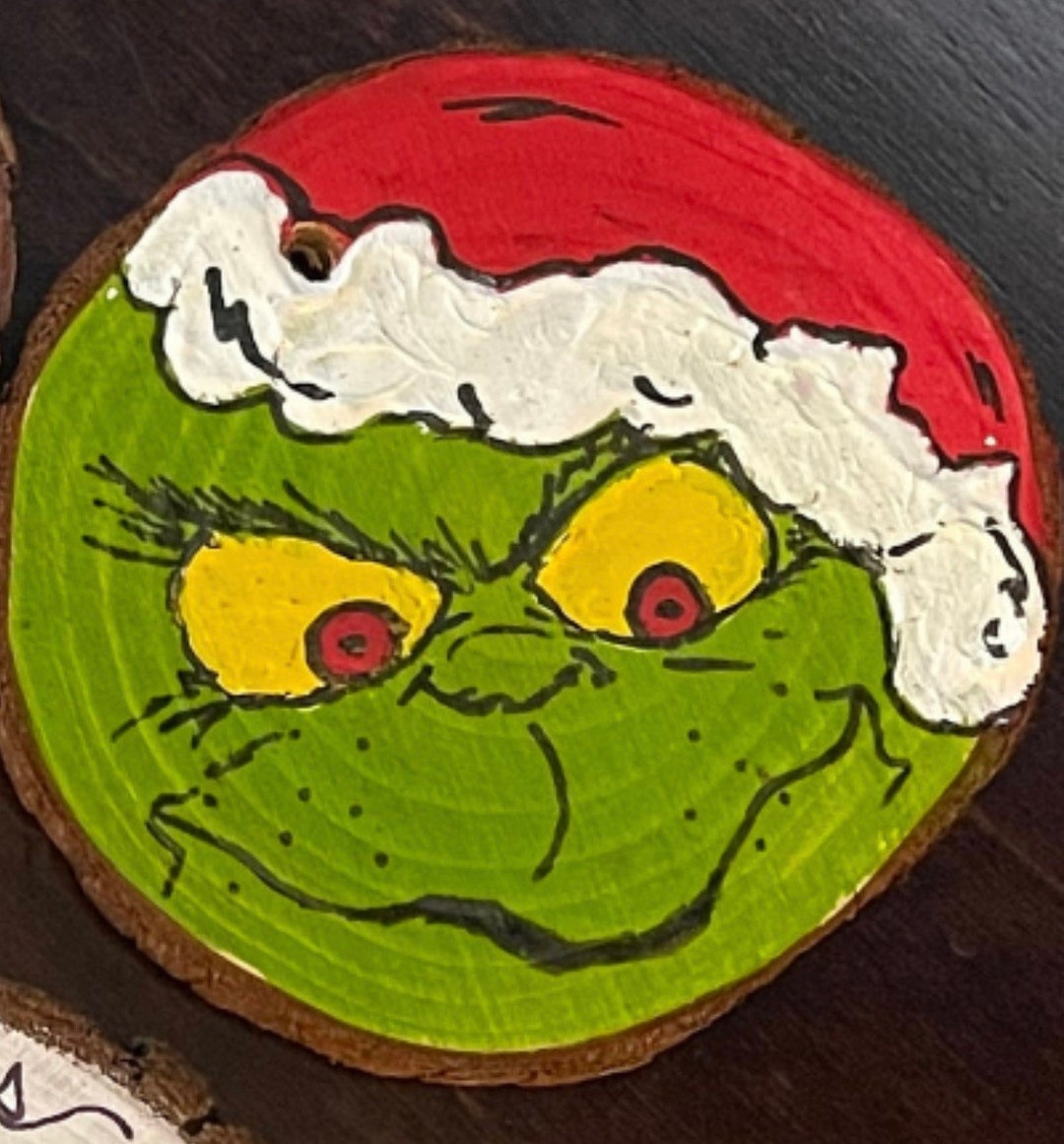 Slice Rinch Grinch Wood Slice Ornament: Acrylic Painted, Personalized - Etsy
