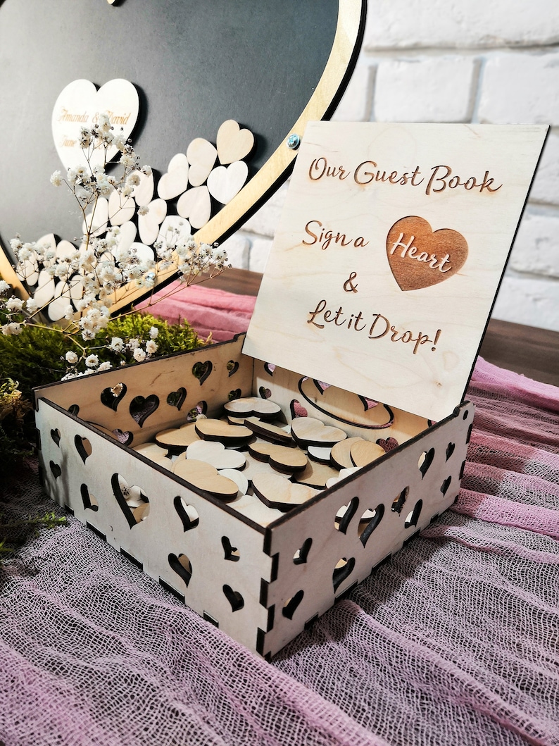 Wedding guest book Drop Box guest book Heart guest book Guest memory ideas Unique wedding guest book Alternative guest book Drop Top