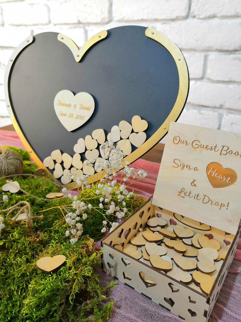 Wedding guest book Drop Box guest book Heart guest book Guest memory ideas Unique wedding guest book Alternative guest book Drop Top