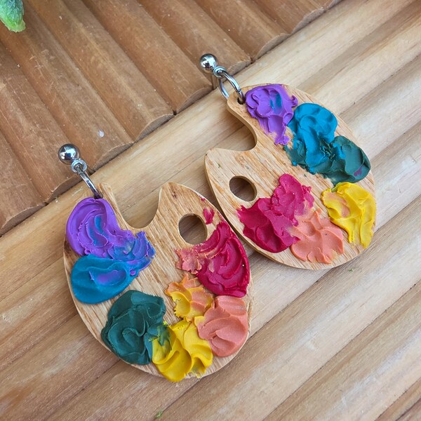Painters Palette Dangles/ Art Earrings/ Handcrafted Earrings