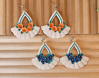 Boho Floral Polymer Clay Earrings: Handcrafted Spring Jewelry
