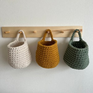 Crochet basket, Natural mustard storage basket, Crochet Kids Decor, Nursery Organizer, Wall hanging storage, Hanging Basket Toys