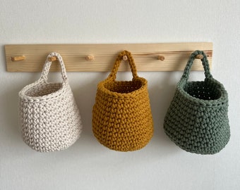 Crochet basket, Natural mustard storage basket, Crochet Kids Decor, Nursery Organizer, Wall hanging storage, Hanging Basket Toys
