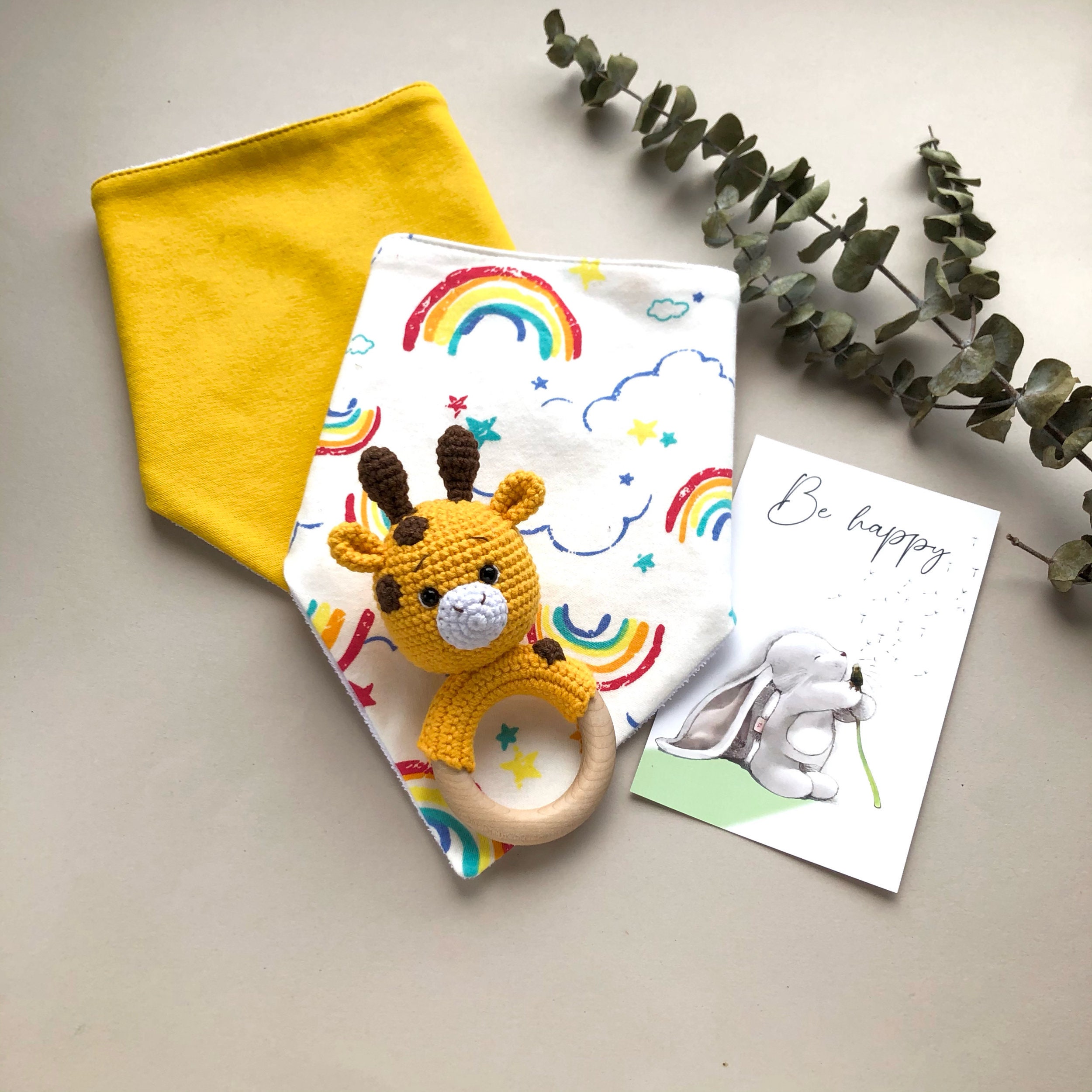 Giraffe baby gift set Safari baby gift set Giraffe rattle Etsy