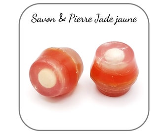 Savon Doux pour la peau Fait Maison avec Jade jaune Pierre naturelle Cadeau pour femme Option Collier Porte Pierre