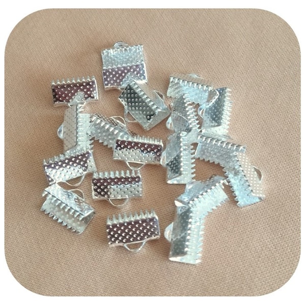 x18 Embouts griffe rectangle 10x5mm pour ruban, tissu, cuir, plume, cordon pour créer des bijoux, porte clés, décorer chapeaux, vêtements