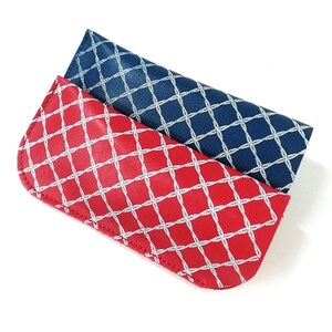 Custodia per occhiali in pelle semirigida di qualità con stampa a forma di diamante per uomo o donna Colore a scelta