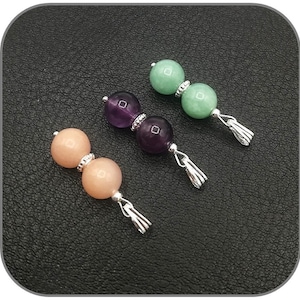 925 Silver Pendant with 2 natural round stones 8mm of your choice and silver corolla for women 925 Silver Chain Option
