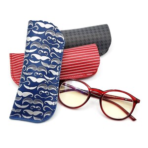 Semi-rigid Glasses Case Quality Leather Printed Diamond Style for men or women Color of your choice image 5