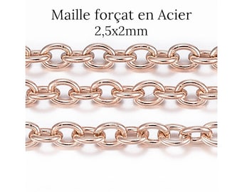 Longueur au choix Chaîne Collier Acier inoxydable Or rose fermoir mousqueton Maille forçat pour pendentif pour femme ou homme