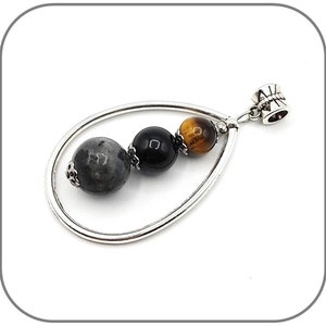 Llavero Protección Ojo de Tigre Obsidiana Negra Labradorita Piedra natural redonda 10-12-14mm para mujer o hombre Acero inoxidable imagen 7