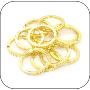 Split ring Gold alloy to create key rings or connect lanyards, straps, cords, chains