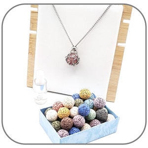 12mm lavastenhalsband i stål med eterisk olja eller doftdiffusor för kvinnor - parfymallergialternativ