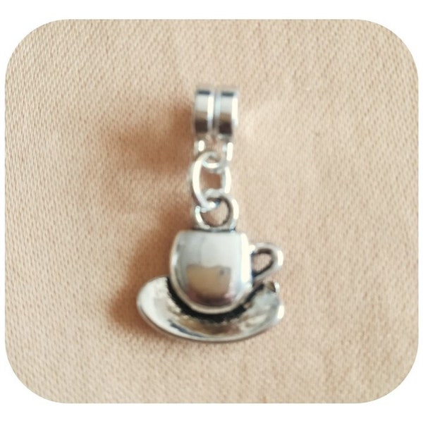 Bélière au choix Pendentif Breloque Tasse à thé ou café pour créer des bijoux collier, bracelet, porte clés