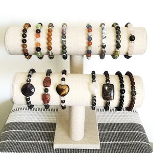 Présentoir Double Jonc Coton Support pour Bracelets, Montre, Colliers pour femme Idée cadeau utile et pratique image 1