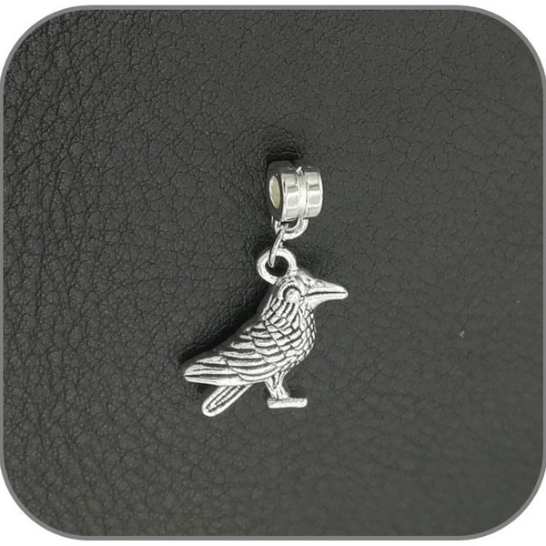 Bélière au choix Breloque argentée Oiseau Corbeau pour créer des bijoux collier, bracelet, porte clés