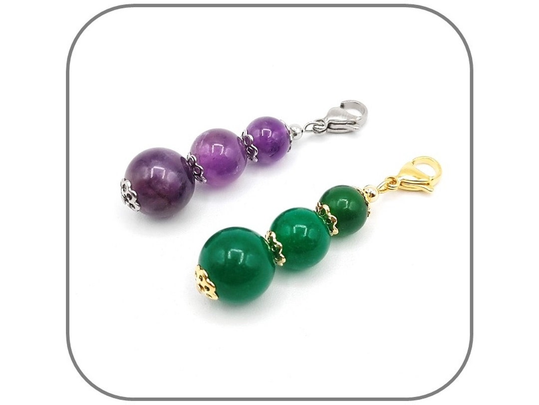 Wrist Strap Clip Bag Charm Natural Stone of Your Choice Gradient 8mm